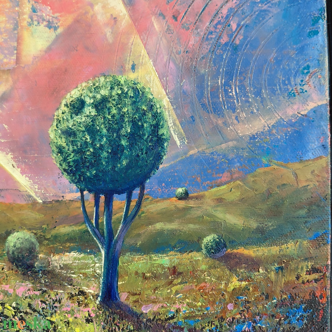 Fénykapu - Absztrakt tájkép, olajfestmény keretezve, akasztóval - azonnal falra akasztható. - művészet - festmény - olajfestmény - Meska.hu