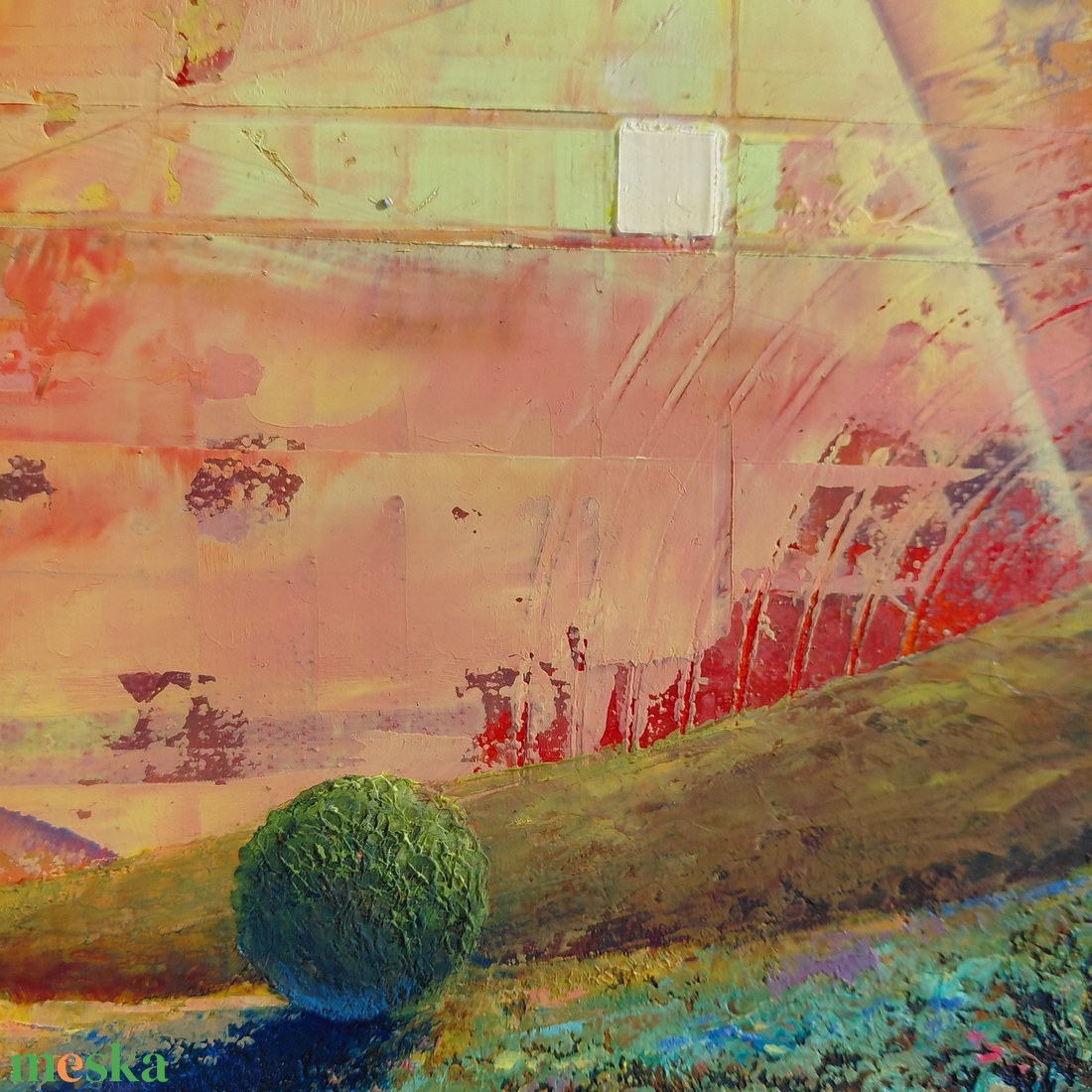 Rezgő horizont - Absztrakt tájkép, olajfestmény keretezve, akasztóval - azonnal falra akasztható. - művészet - festmény - olajfestmény - Meska.hu