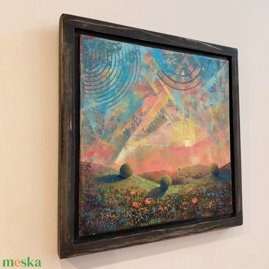 Vibráló csend - Absztrakt tájkép, olajfestmény keretezve, akasztóval - azonnal falra akasztható. - művészet - festmény - olajfestmény - Meska.hu