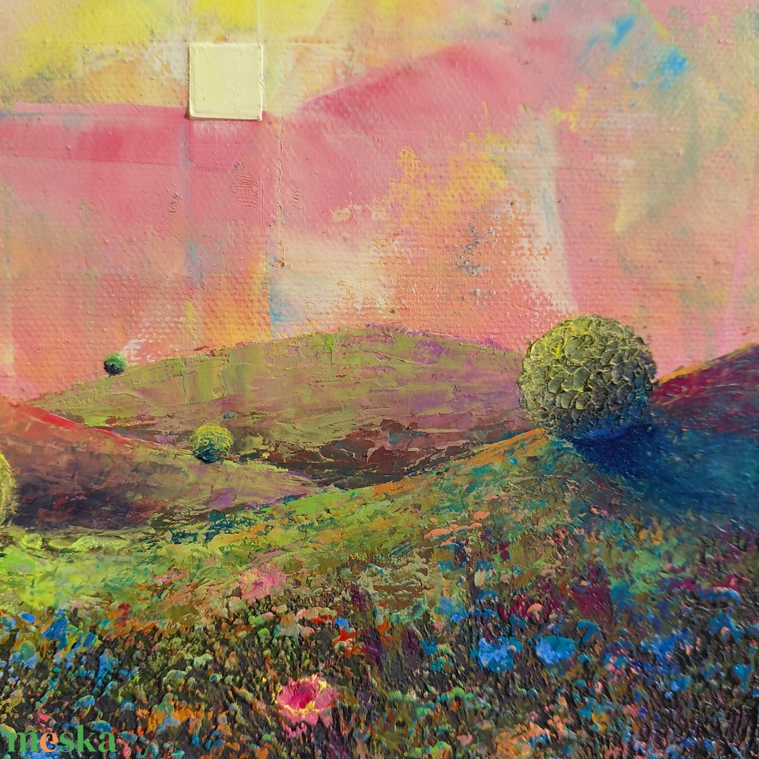 Vibráló csend - Absztrakt tájkép, olajfestmény keretezve, akasztóval - azonnal falra akasztható. - művészet - festmény - olajfestmény - Meska.hu