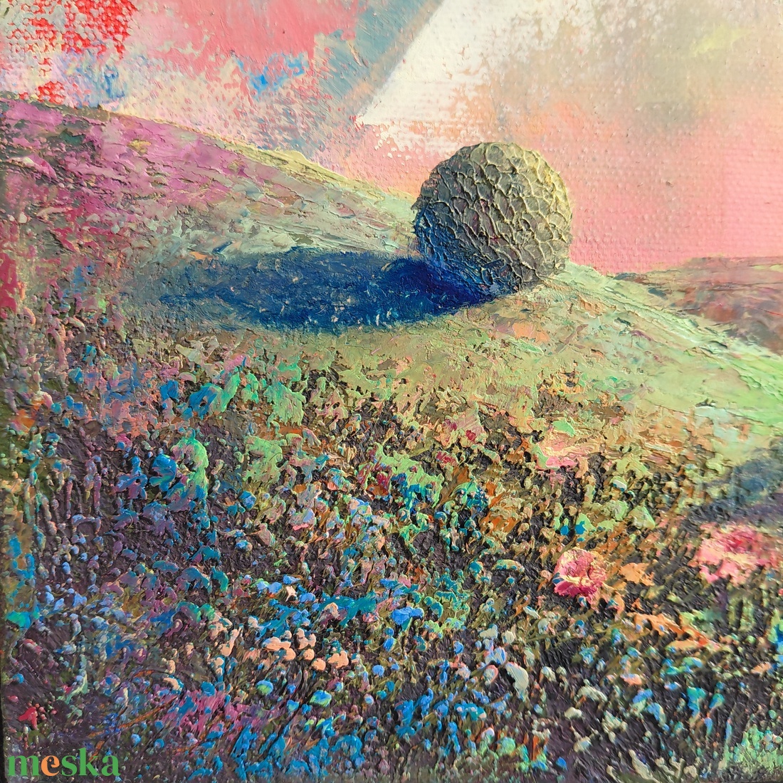 Vibráló csend - Absztrakt tájkép, olajfestmény keretezve, akasztóval - azonnal falra akasztható. - művészet - festmény - olajfestmény - Meska.hu