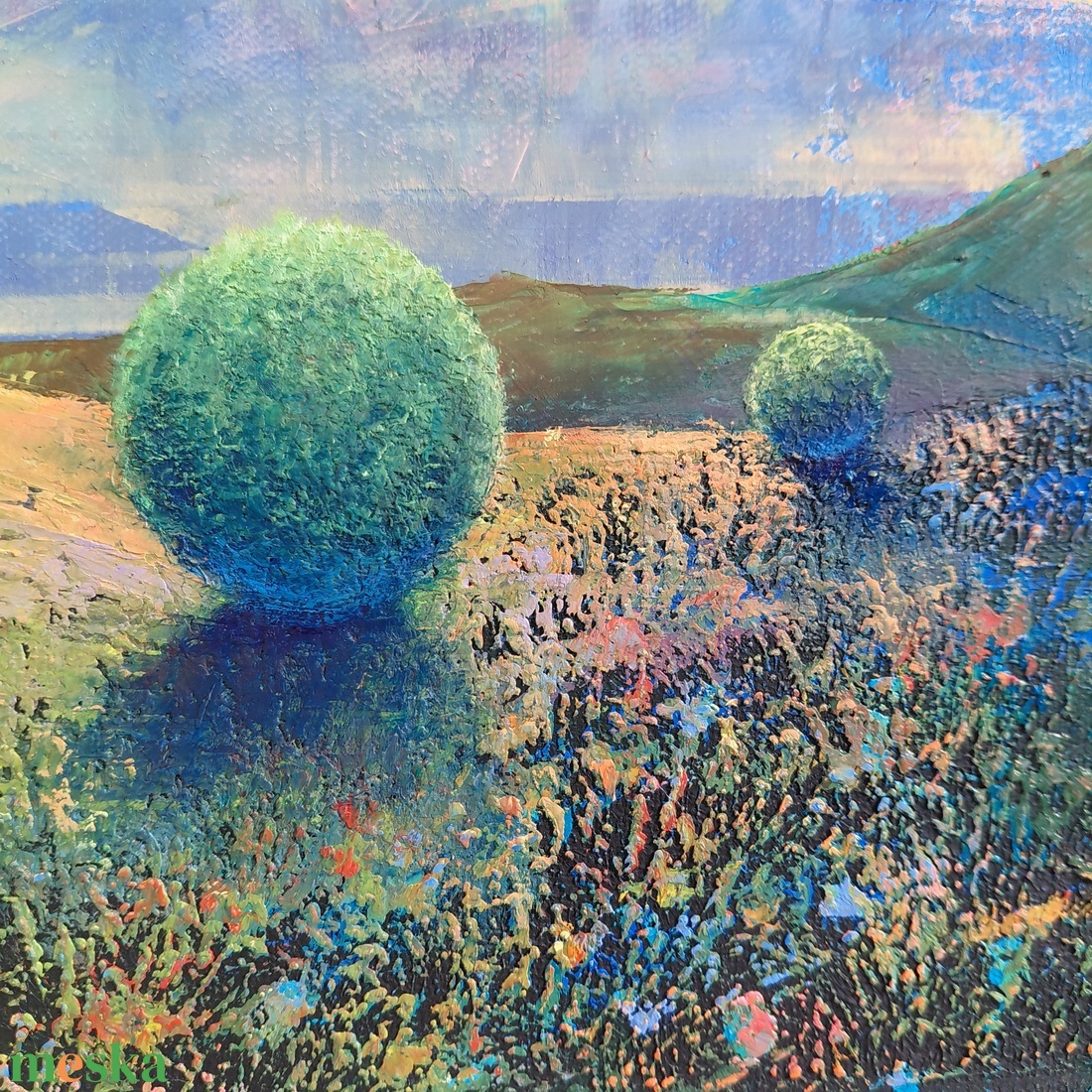 Lélekhorizont - Absztrakt tájkép, olajfestmény keretezve, akasztóval - azonnal falra akasztható. - művészet - festmény - olajfestmény - Meska.hu