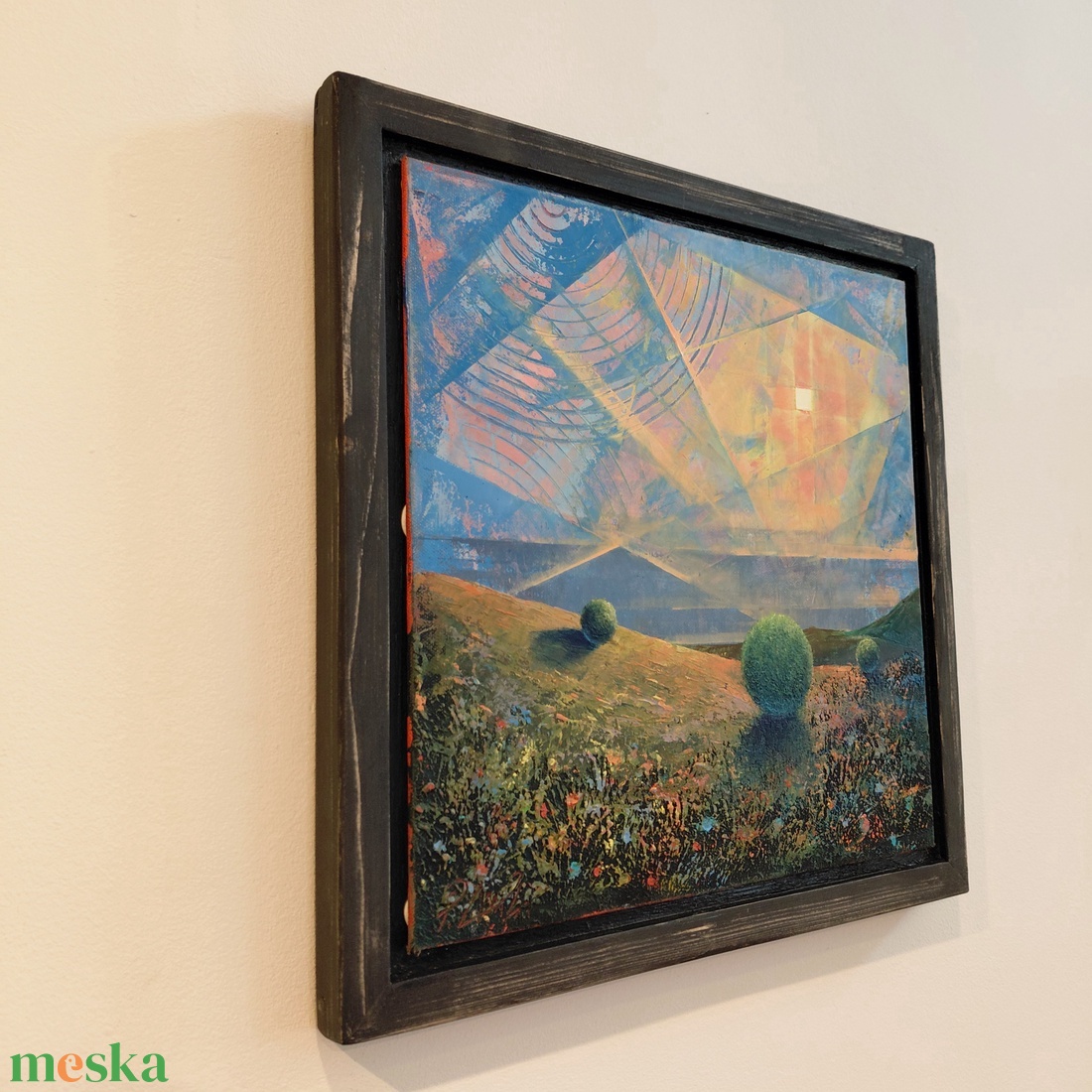 Lélekhorizont - Absztrakt tájkép, olajfestmény keretezve, akasztóval - azonnal falra akasztható. - művészet - festmény - olajfestmény - Meska.hu