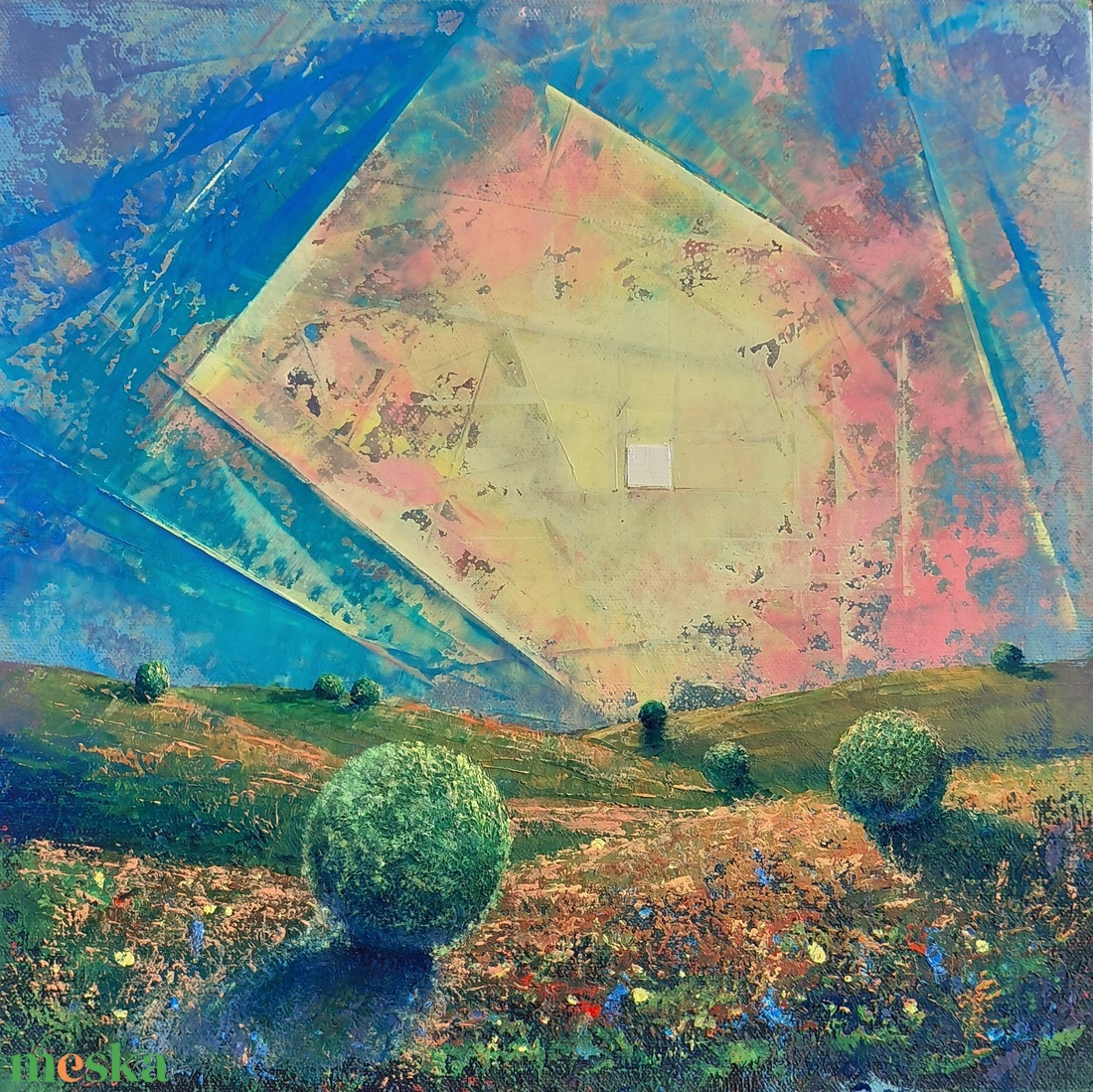 Lélekkapu - Absztrakt tájkép, olajfestmény keretezve, akasztóval - azonnal falra akasztható. - művészet - festmény - olajfestmény - Meska.hu