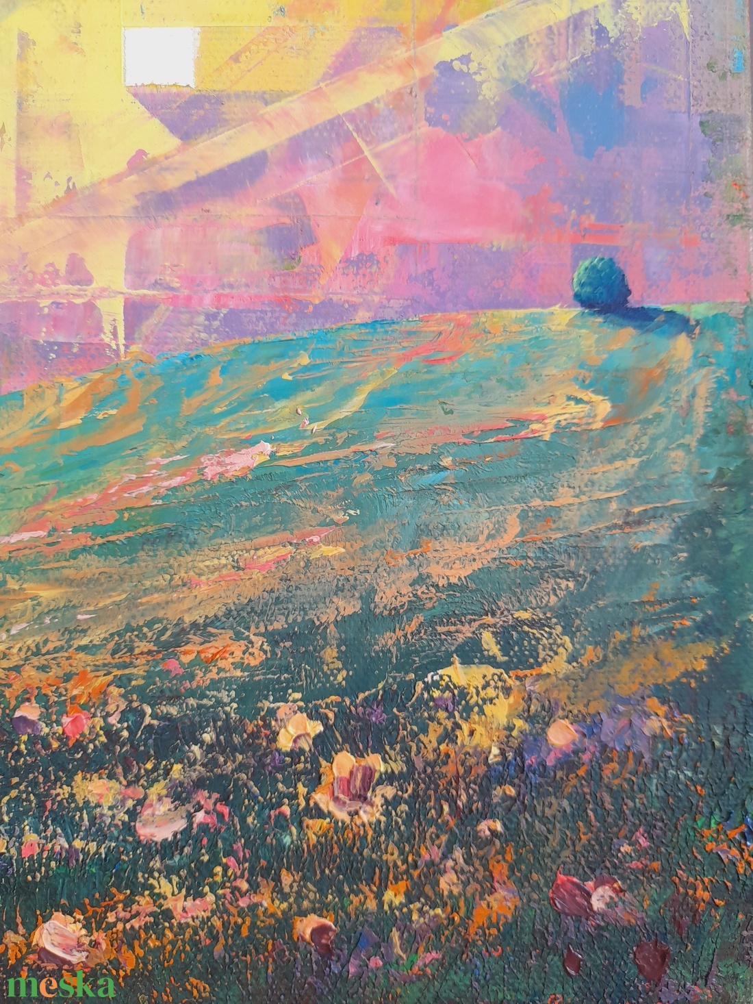 Alföld IV. - Absztrakt tájkép, olajfestmény keretezve, akasztóval - azonnal falra akasztható. - művészet - festmény - olajfestmény - Meska.hu