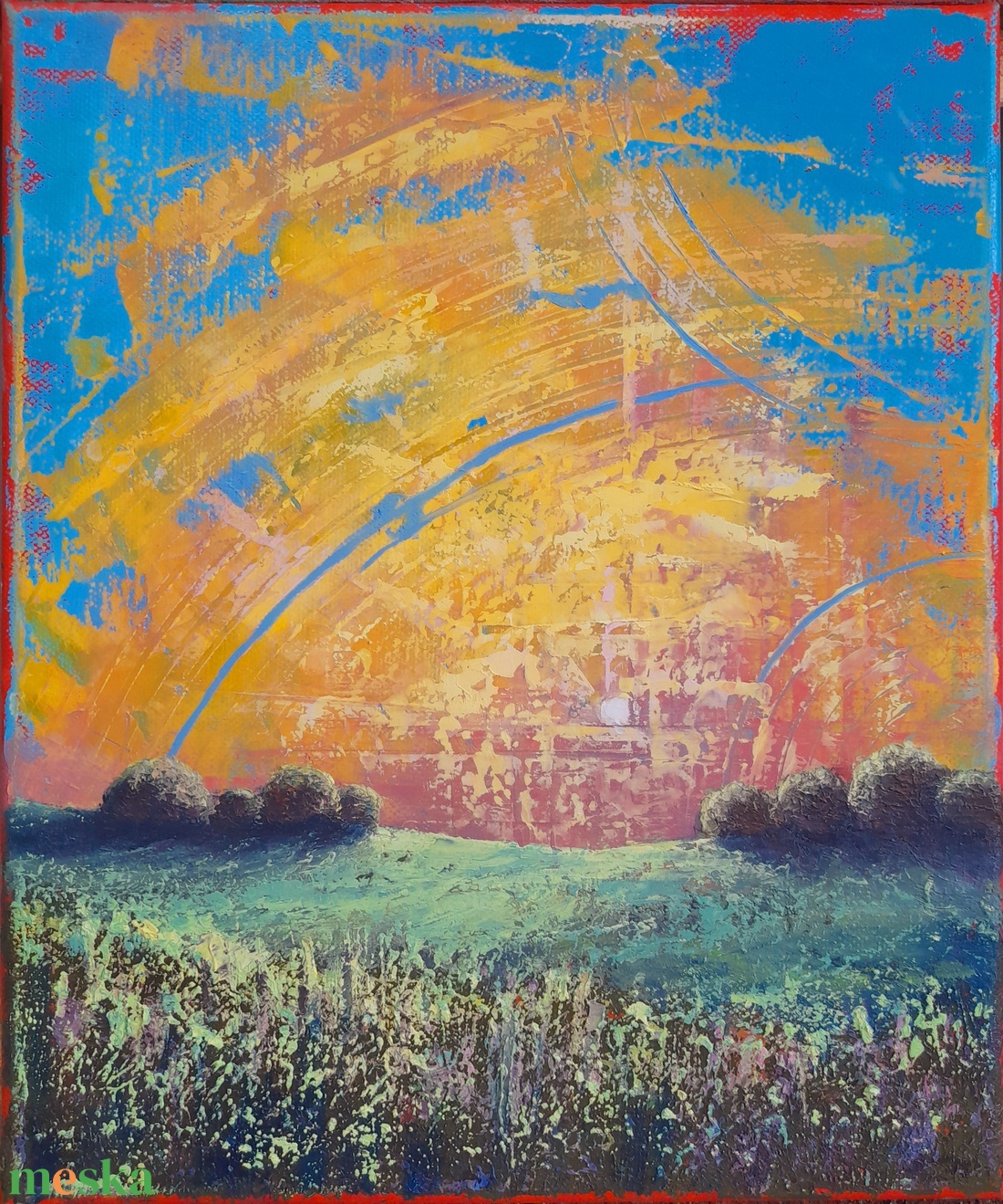 Magyar Alföld 1. : 3025 cm olajfestmény, spirituális hangulatú absztrakt tájkép - művészet - festmény - olajfestmény - Meska.hu