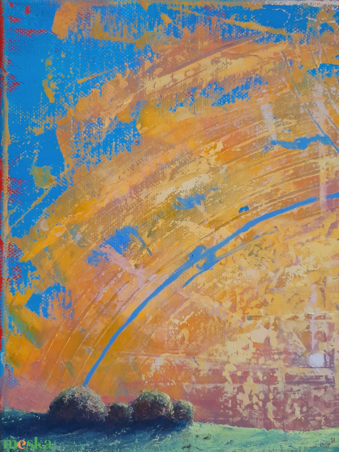 Magyar Alföld 1. : 3025 cm olajfestmény, spirituális hangulatú absztrakt tájkép - művészet - festmény - olajfestmény - Meska.hu