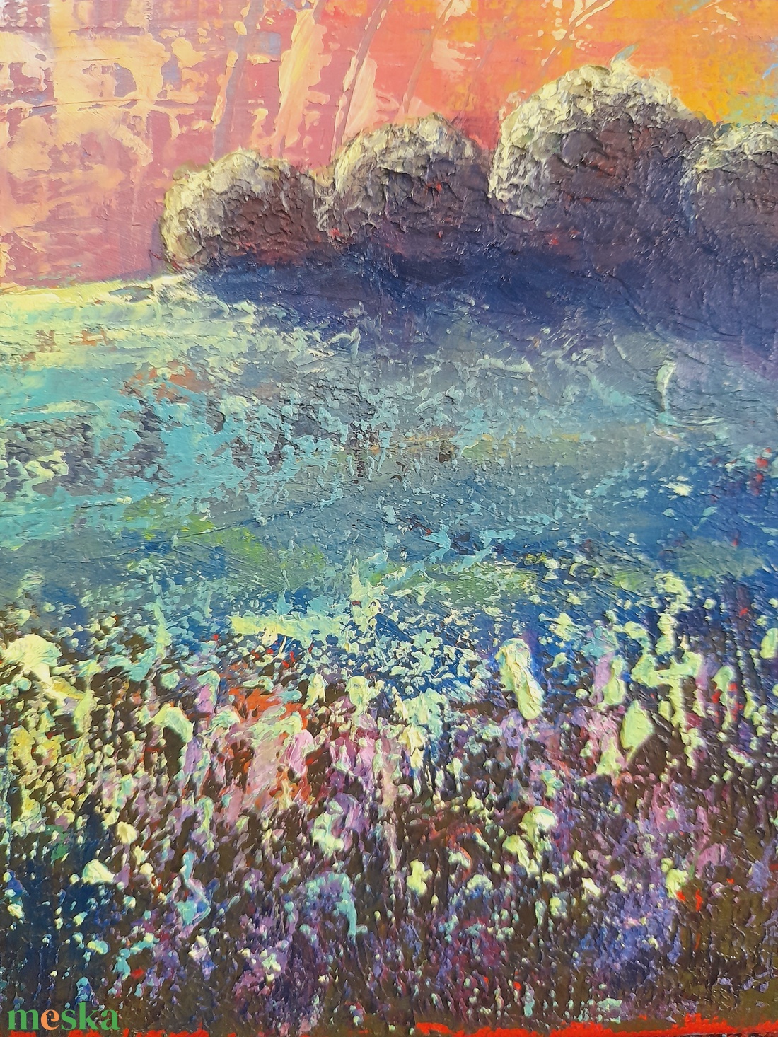 Magyar Alföld 1. : 3025 cm olajfestmény, spirituális hangulatú absztrakt tájkép - művészet - festmény - olajfestmény - Meska.hu