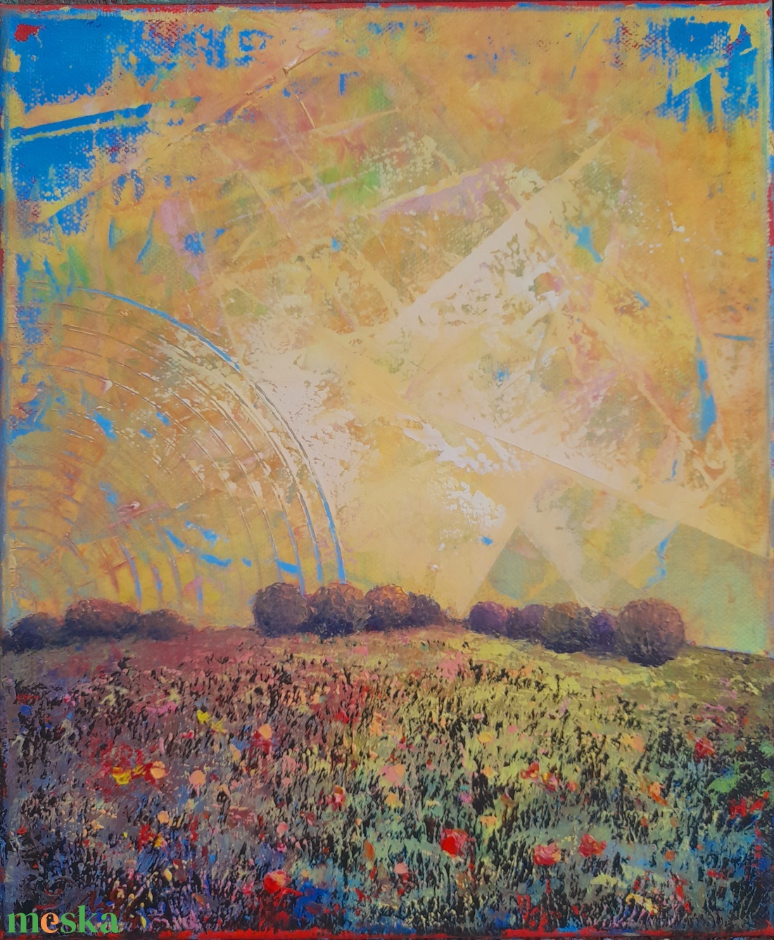 Magyar Alföld 2. : 3025 cm olajfestmény, spirituális hangulatú absztrakt tájkép - művészet - festmény - olajfestmény - Meska.hu