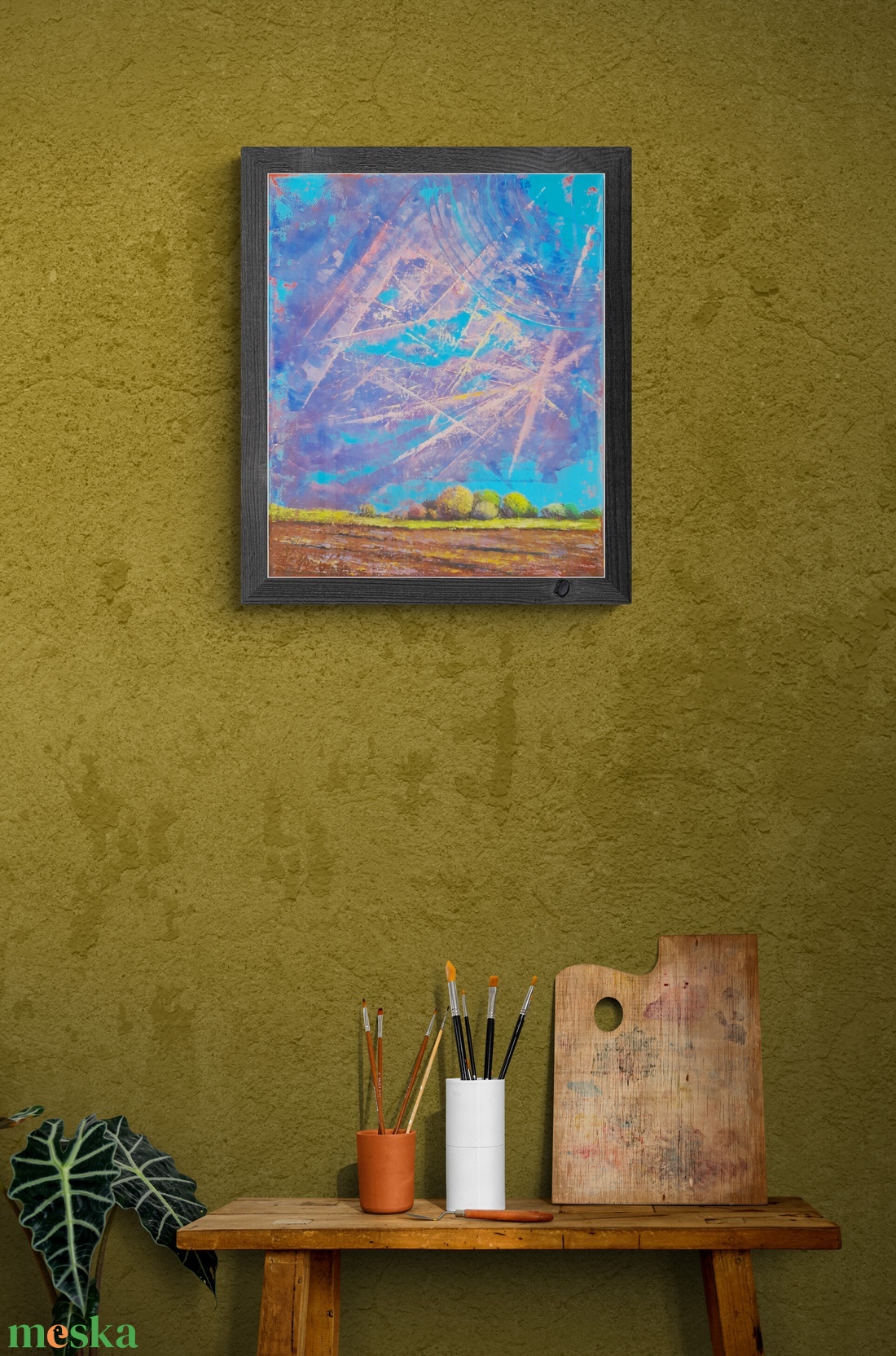 Magyar Alföld 4. : 3025 cm olajfestmény, spirituális hangulatú absztrakt tájkép - művészet - festmény - olajfestmény - Meska.hu