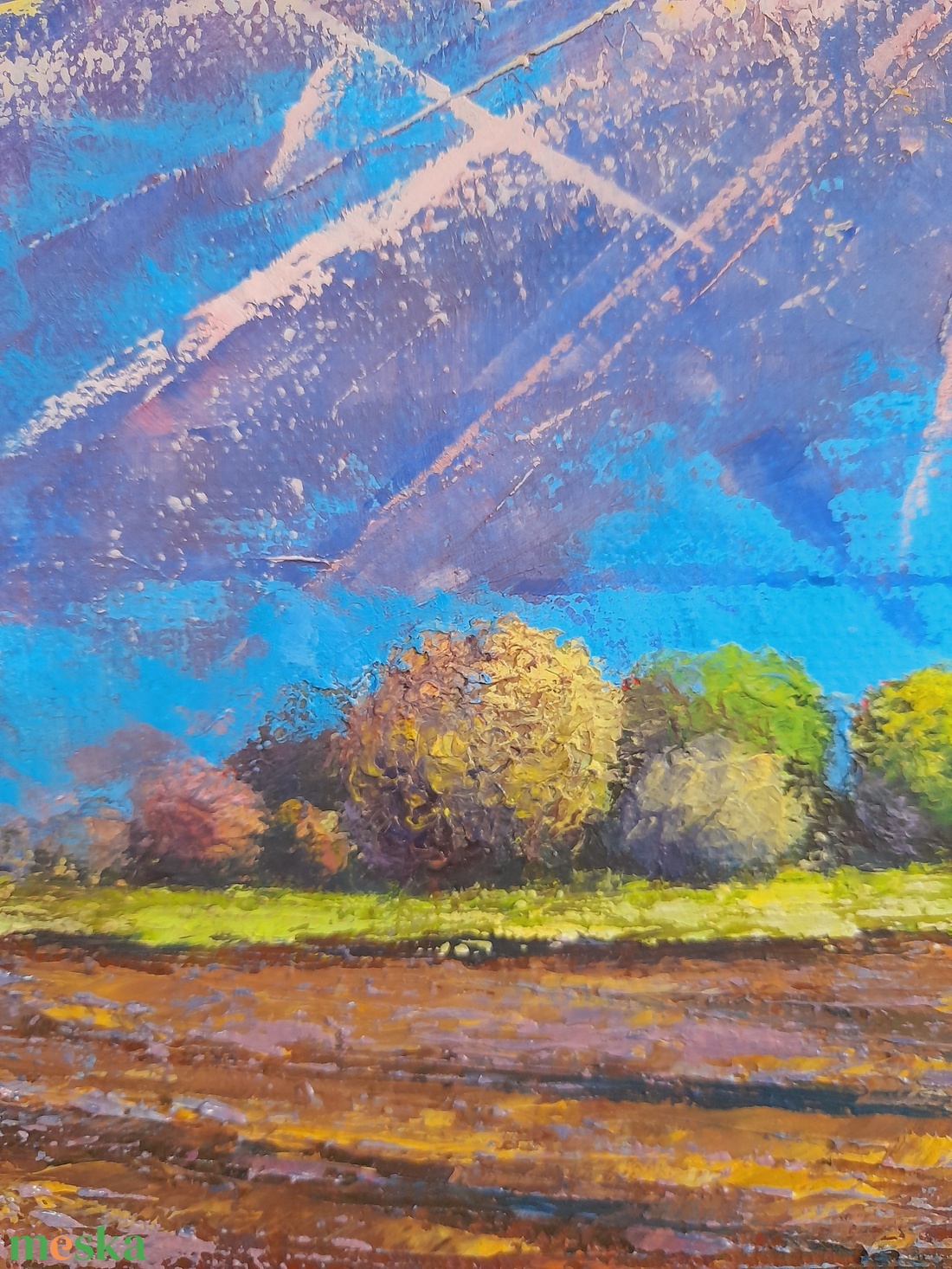 Magyar Alföld 4. : 3025 cm olajfestmény, spirituális hangulatú absztrakt tájkép - művészet - festmény - olajfestmény - Meska.hu