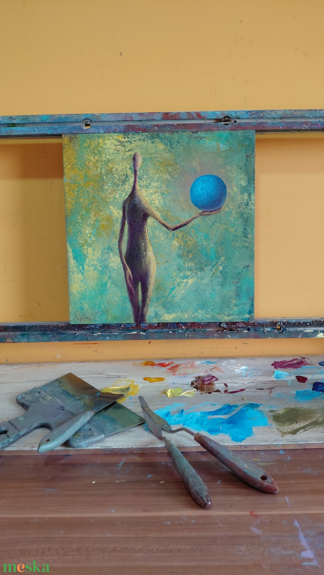 Gaia csendje - Eredeti, vastag festékrétegekkel texturált, absztrakt olajfestmény - művészet - festmény - olajfestmény - Meska.hu