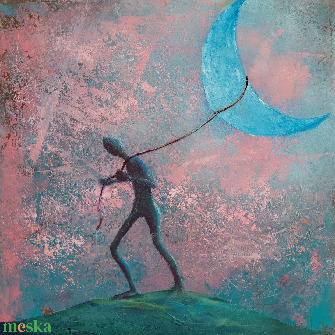 A hold megmentése - Eredeti, vastag festékrétegekkel texturált, absztrakt olajfestmény - művészet - festmény - olajfestmény - Meska.hu
