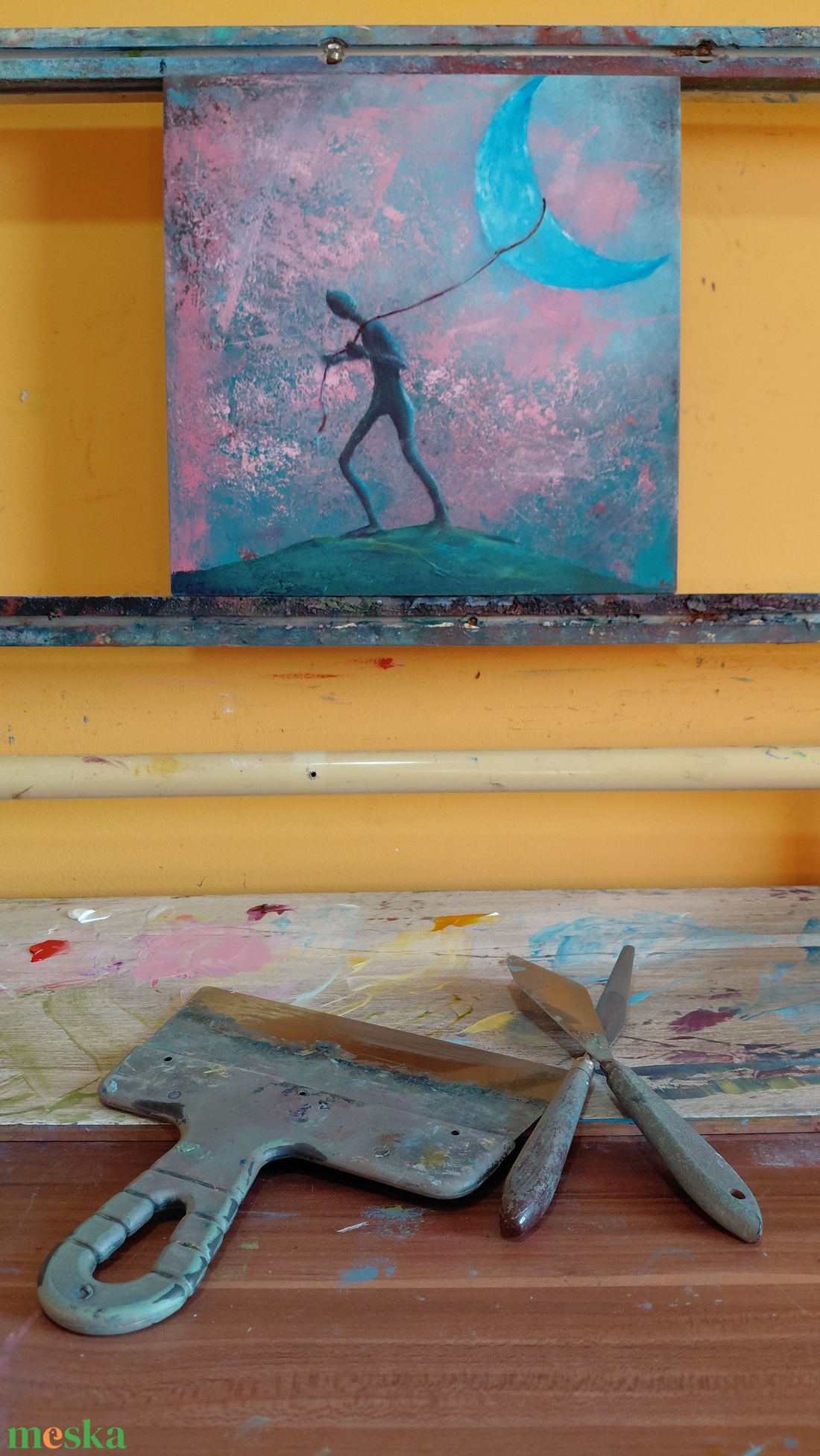 A hold megmentése - Eredeti, vastag festékrétegekkel texturált, absztrakt olajfestmény - művészet - festmény - olajfestmény - Meska.hu