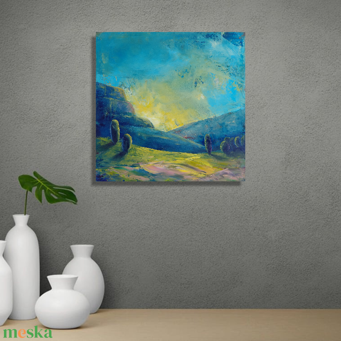 Fényhatár - Eredeti, texturált, absztrakt tájkép, olajfestmény - művészet - festmény - olajfestmény - Meska.hu