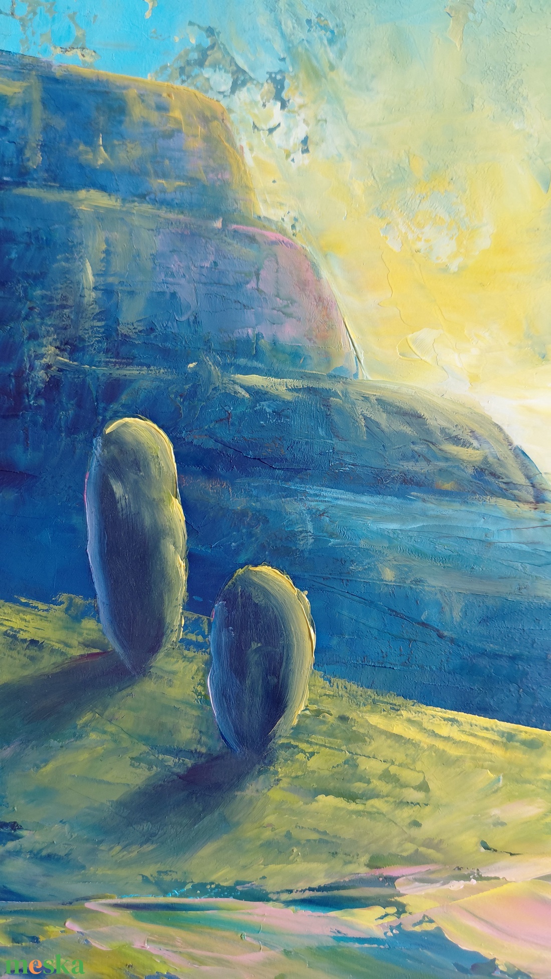 Fényhatár - Eredeti, texturált, absztrakt tájkép, olajfestmény - művészet - festmény - olajfestmény - Meska.hu