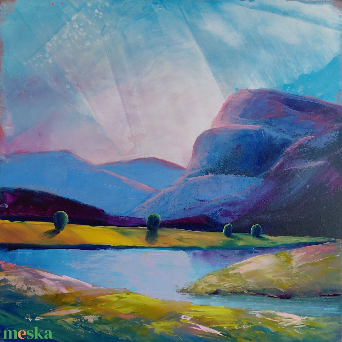 Csendes meder - Eredeti, texturált, absztrakt tájkép, olajfestmény - művészet - festmény - olajfestmény - Meska.hu