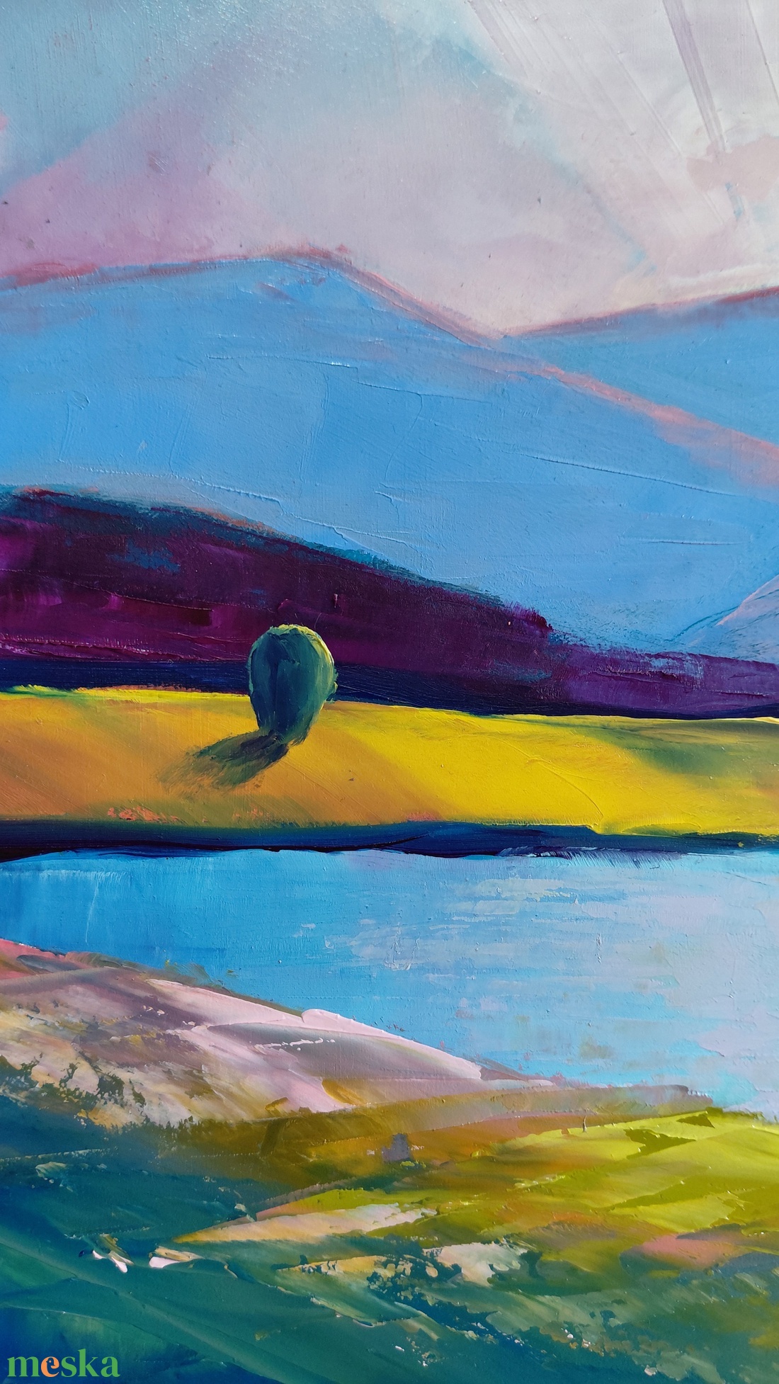 Csendes meder - Eredeti, texturált, absztrakt tájkép, olajfestmény - művészet - festmény - olajfestmény - Meska.hu