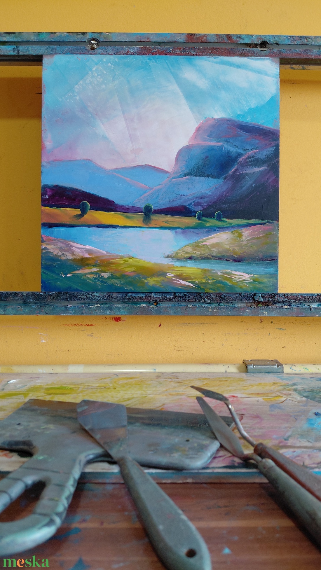 Csendes meder - Eredeti, texturált, absztrakt tájkép, olajfestmény - művészet - festmény - olajfestmény - Meska.hu