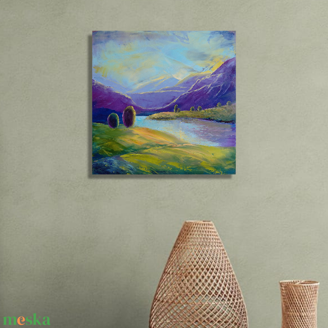 Csendes távolság - Eredeti, texturált, absztrakt tájkép, olajfestmény - művészet - festmény - olajfestmény - Meska.hu