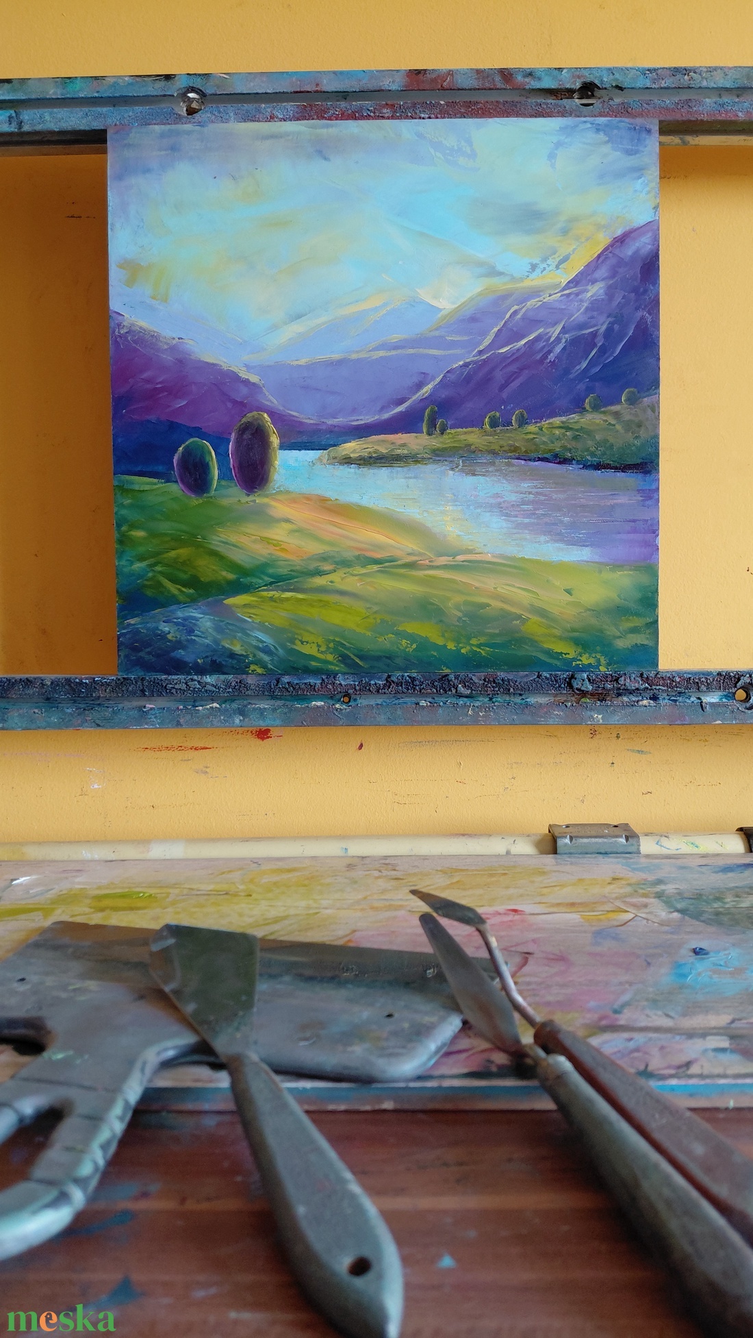 Csendes távolság - Eredeti, texturált, absztrakt tájkép, olajfestmény - művészet - festmény - olajfestmény - Meska.hu