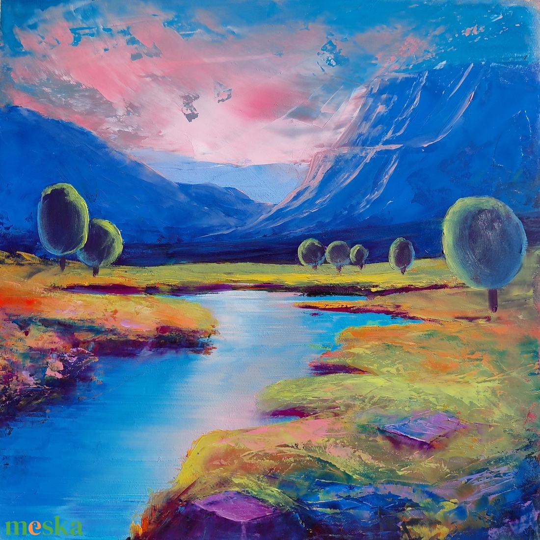 A nyugalom völgye - Eredeti, texturált, absztrakt tájkép, olajfestmény - művészet - festmény - olajfestmény - Meska.hu