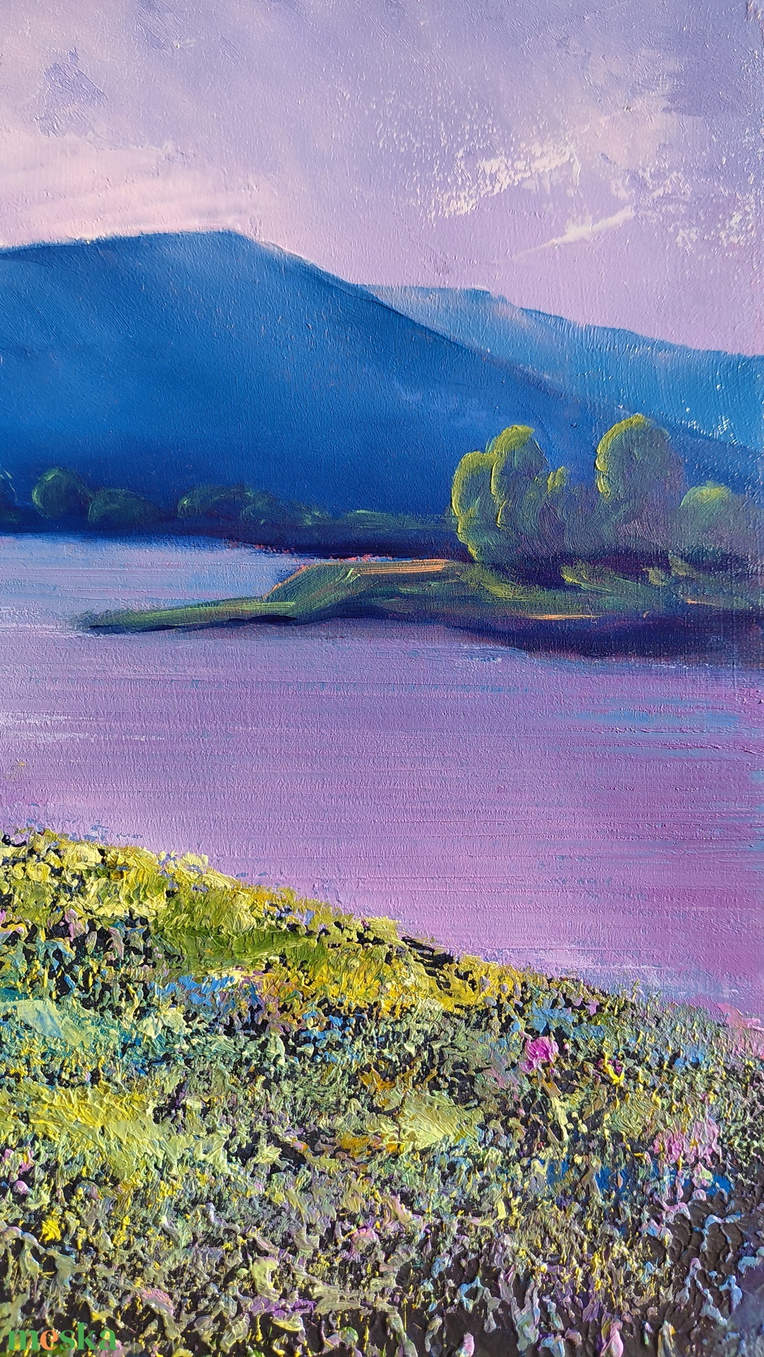 Hajnali nyugalom - Eredeti, texturált, absztrakt tájkép, olajfestmény - művészet - festmény - olajfestmény - Meska.hu