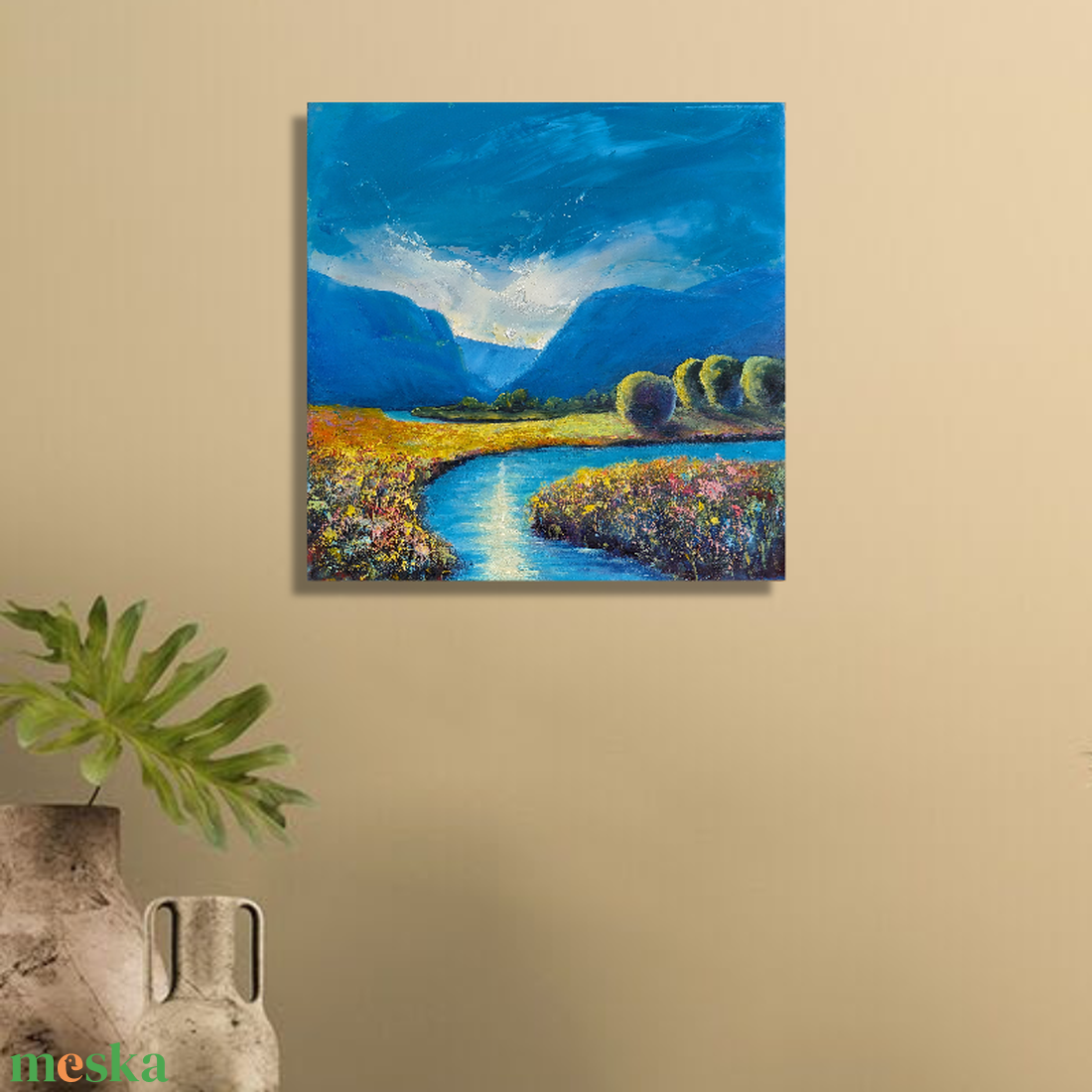 Nyári áramlás - Eredeti, texturált, absztrakt tájkép, olajfestmény - művészet - festmény - olajfestmény - Meska.hu