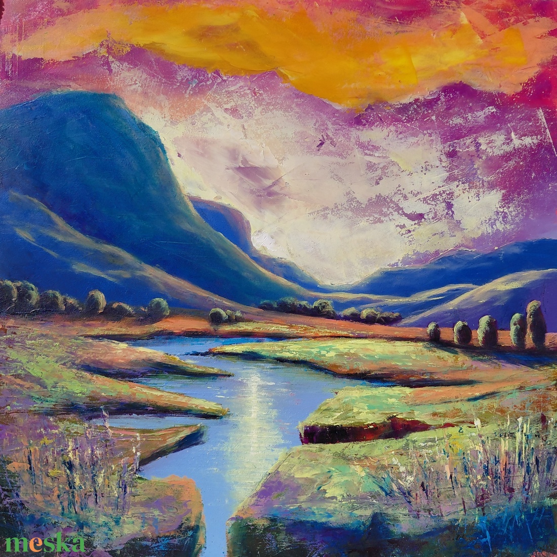 Út a fénybe - Eredeti, texturált, absztrakt tájkép, olajfestmény - művészet - festmény - olajfestmény - Meska.hu