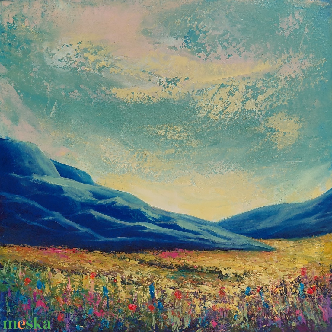 Titkos völgy - Eredeti, texturált, absztrakt tájkép, olajfestmény - művészet - festmény - olajfestmény - Meska.hu