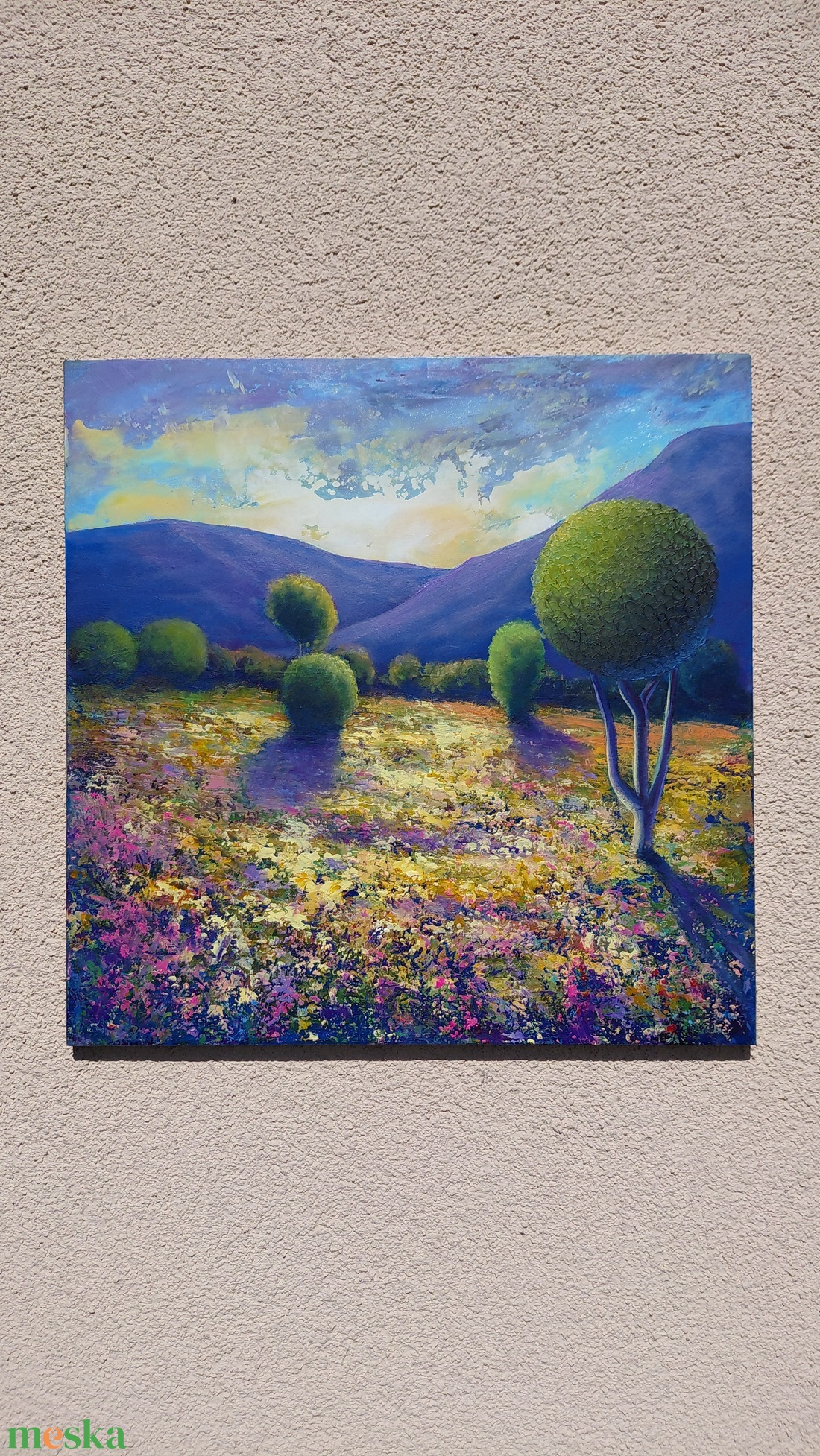 Időn túli táj - Eredeti, texturált, absztrakt tájkép, olajfestmény - művészet - festmény - olajfestmény - Meska.hu