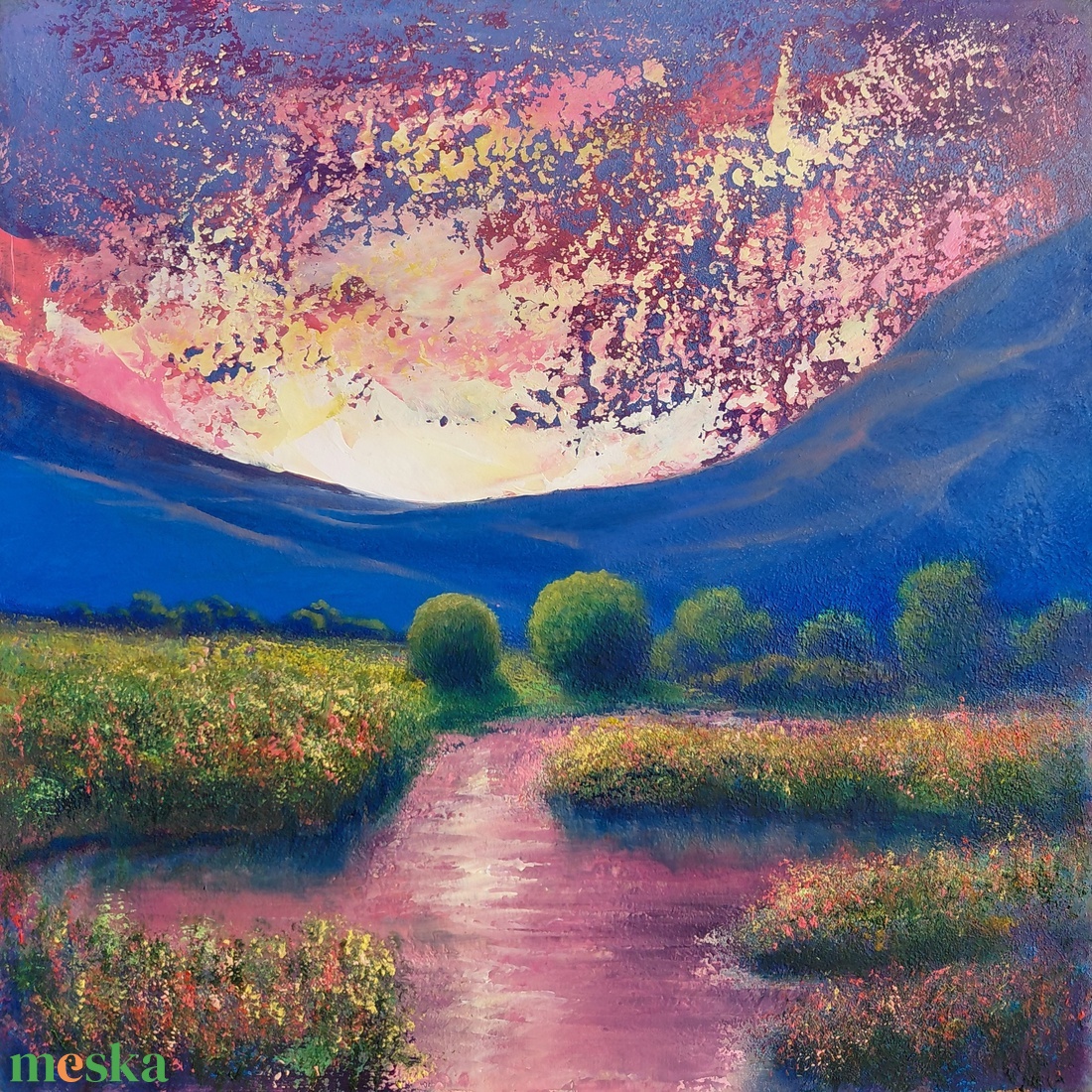 Csendes újrakezdés - Eredeti, texturált, absztrakt tájkép, olajfestmény - művészet - festmény - olajfestmény - Meska.hu