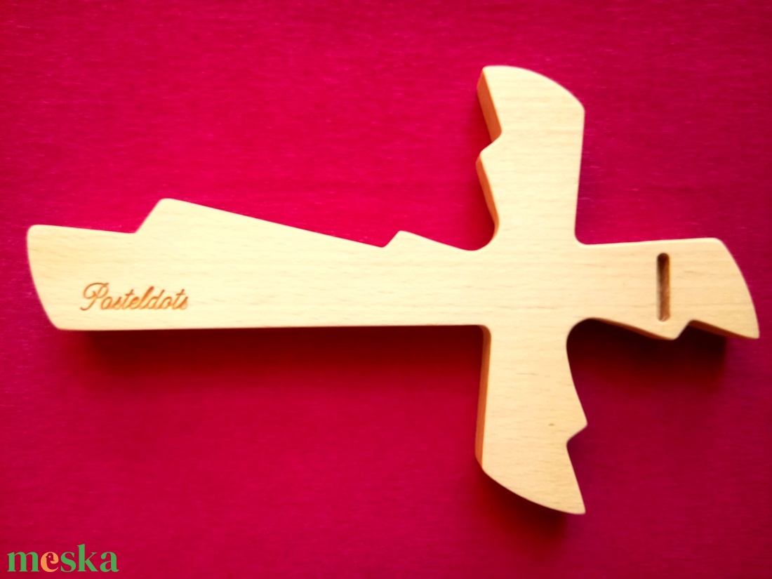 Modern fali kereszt, fából készült feszület, felirat választható - otthon & életmód - vallás - kereszt - Meska.hu