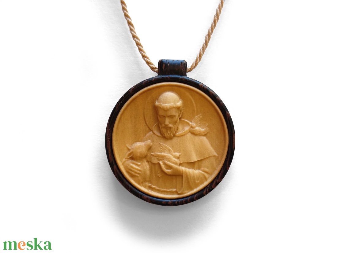 Assisi Szent Ferenc fa medálos zsinórnyaklánc, függő - otthon & életmód - vallás - lánc & füzér - Meska.hu Assisi Szent Ferenc fa medálos zsinórnyaklánc, függő - otthon & életmód - vallás - lánc & füzér - Meska.hu