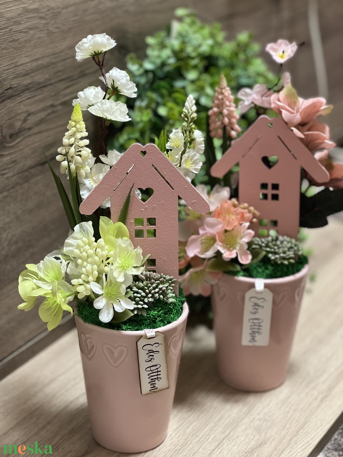 Házikós dísz zöld táblával - otthon & életmód - dekoráció - asztal és polc dekoráció - asztaldísz - Meska.hu