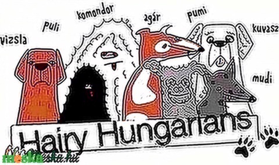 Fehér kutyás póló pasikak - hairy hungarians - ruha & divat - férfi ruha - póló - Meska.hu