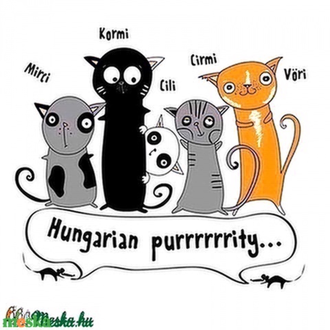 Magyar cicák - túristapóló, magyarországi emlék - fehér női top - ruha & divat - női ruha - póló, felső - Meska.hu