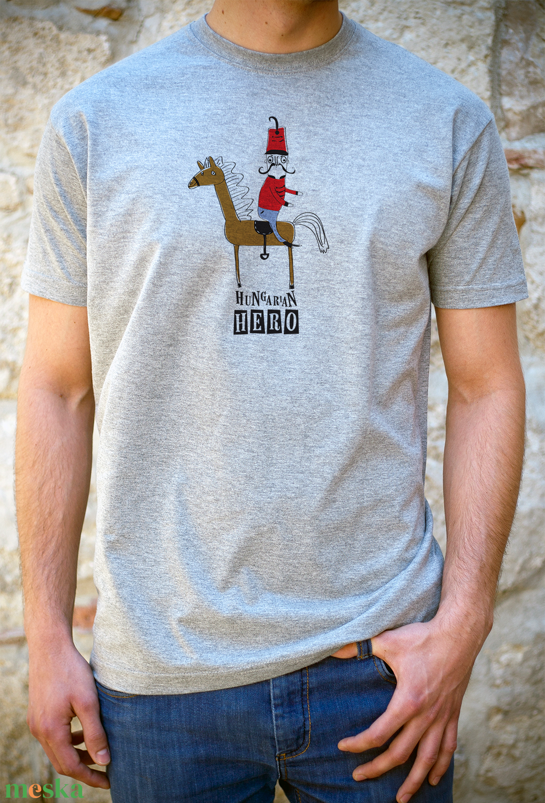 Szürke huszáros póló pasikak - the Hungarian hero - ruha & divat - férfi ruha - póló - Meska.hu