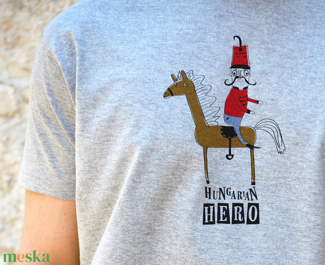 Szürke huszáros póló pasikak - the Hungarian hero - ruha & divat - férfi ruha - póló - Meska.hu