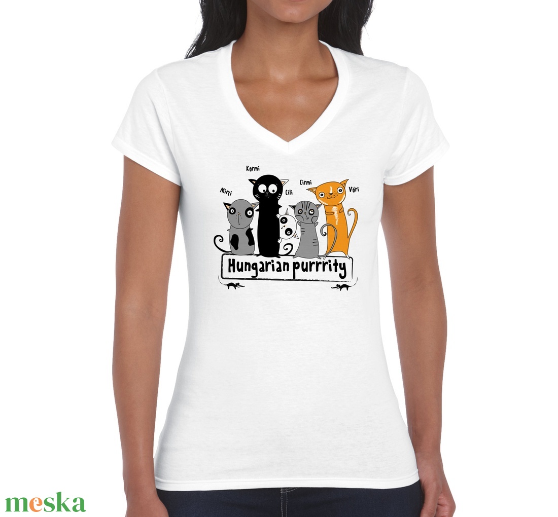 Magyar cicák - túristapóló, magyarországi emlék - fehér női top - ruha & divat - női ruha - póló, felső - Meska.hu