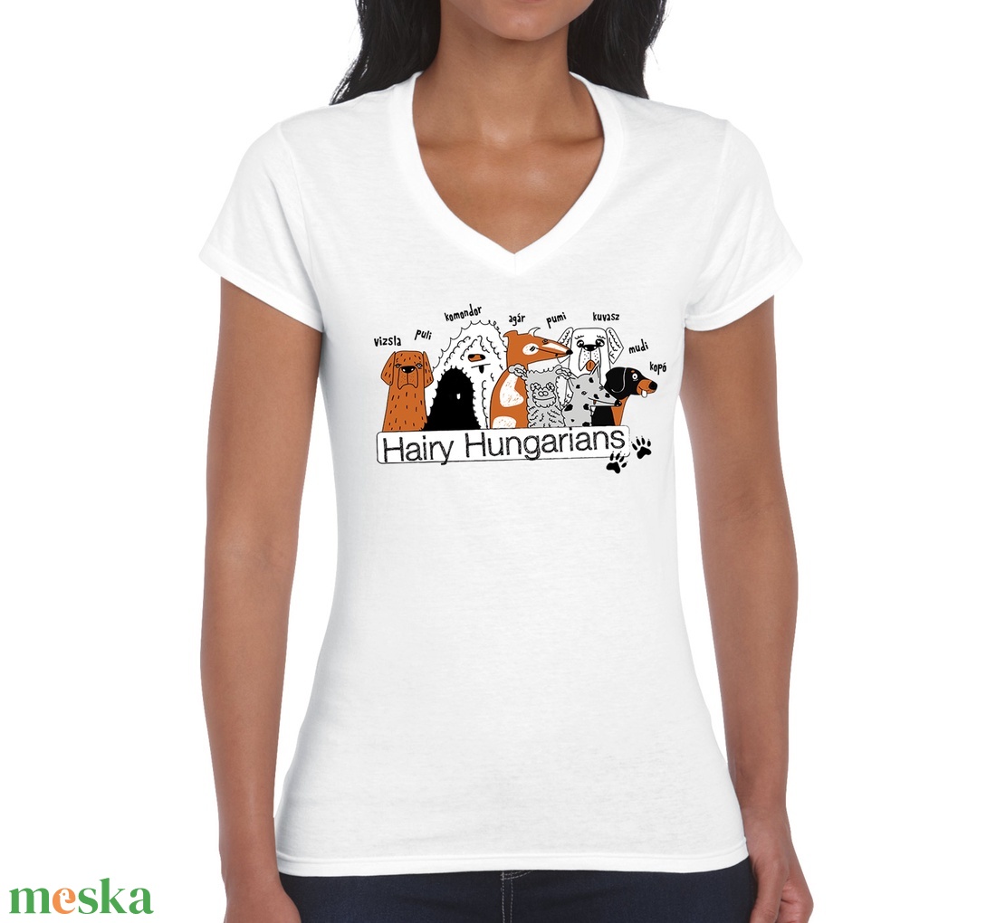 Hairy Hungarians - kutyás minta csinos női pólón - ruha & divat - női ruha - póló, felső - Meska.hu