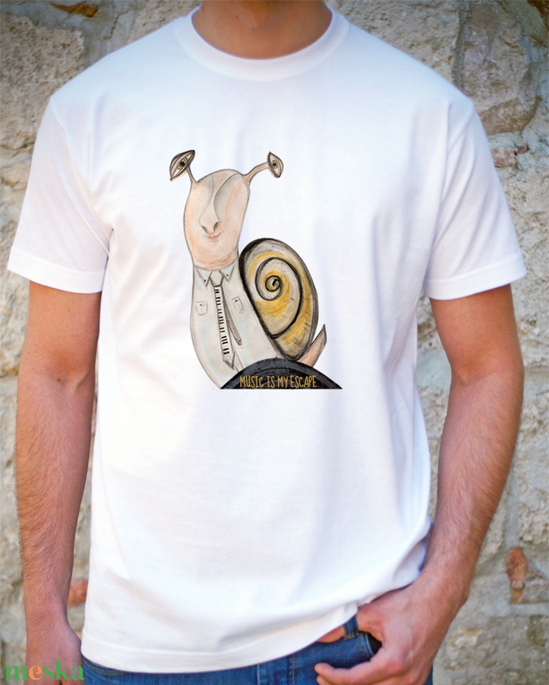 Életem a zene - csiga mintás férfi/uniszex póló  - ruha & divat - férfi ruha - póló - Meska.hu