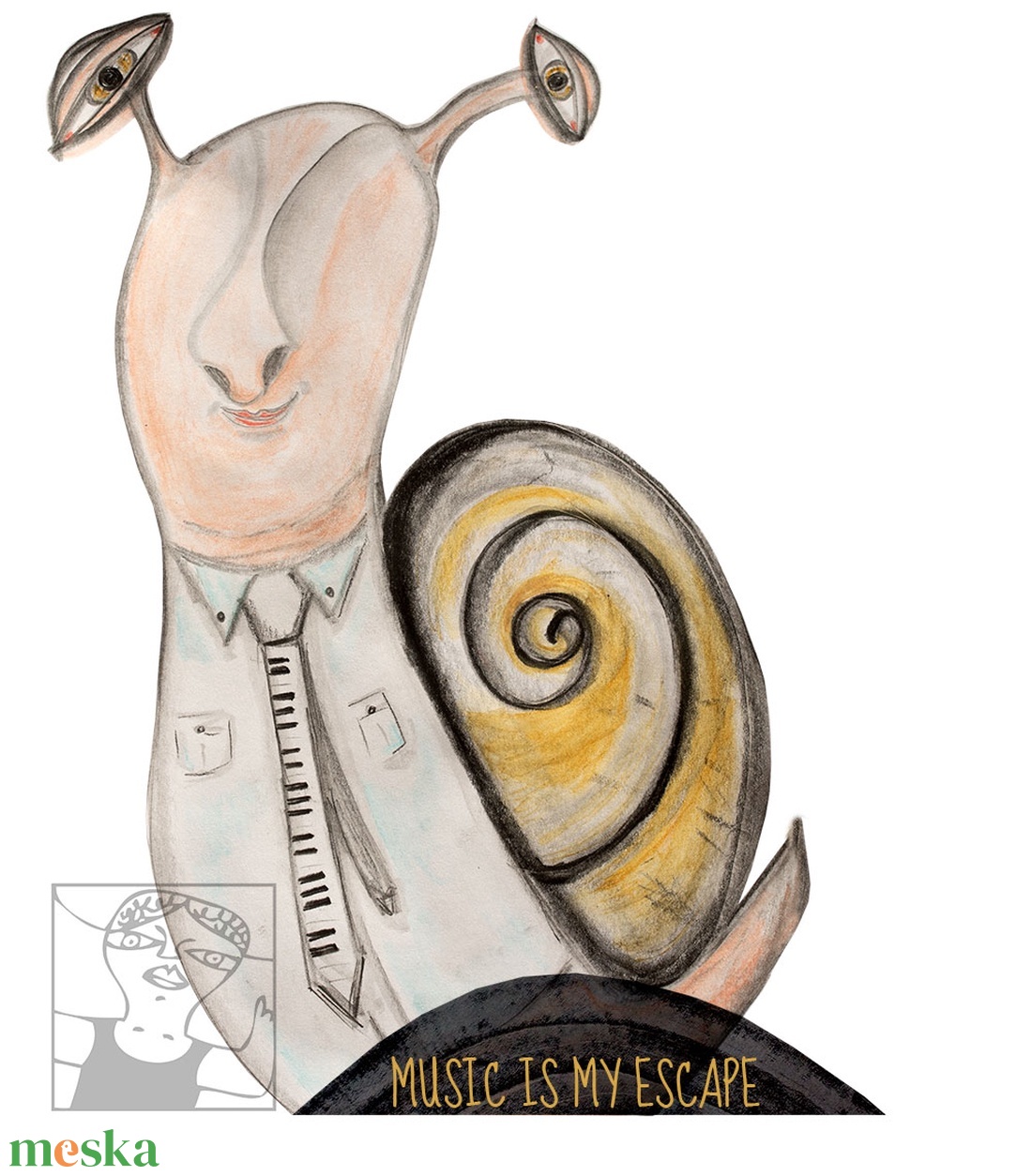 Életem a zene - csiga mintás férfi/uniszex póló  - ruha & divat - férfi ruha - póló - Meska.hu