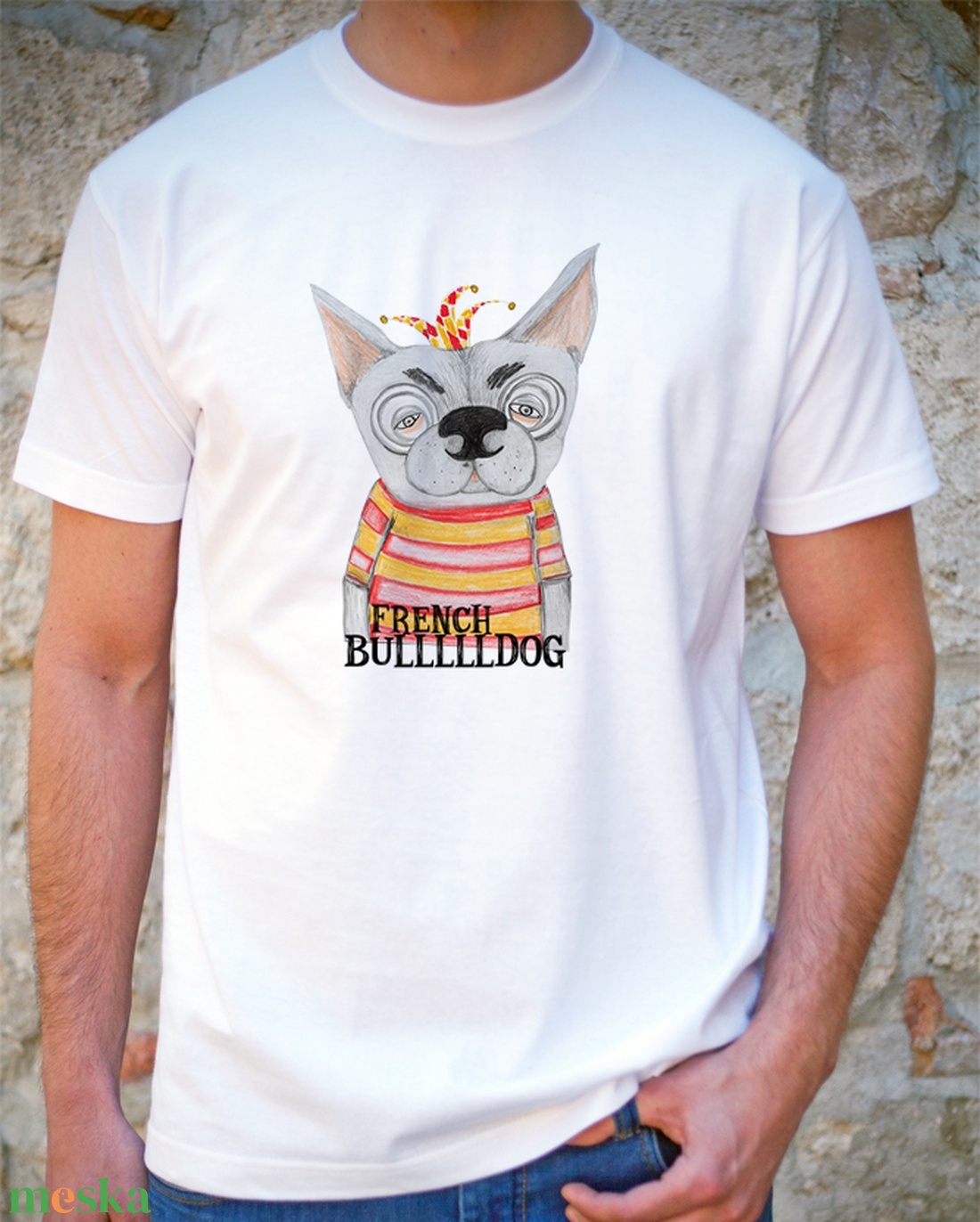 Francia bulldog - kutyás férfi/uniszex póló  - ruha & divat - férfi ruha - póló - Meska.hu