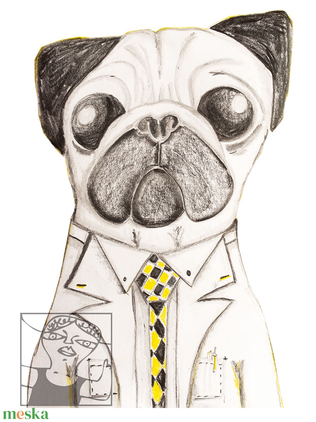 Élmunkás - mopsz mintás férfi/uniszex póló  - ruha & divat - férfi ruha - póló - Meska.hu