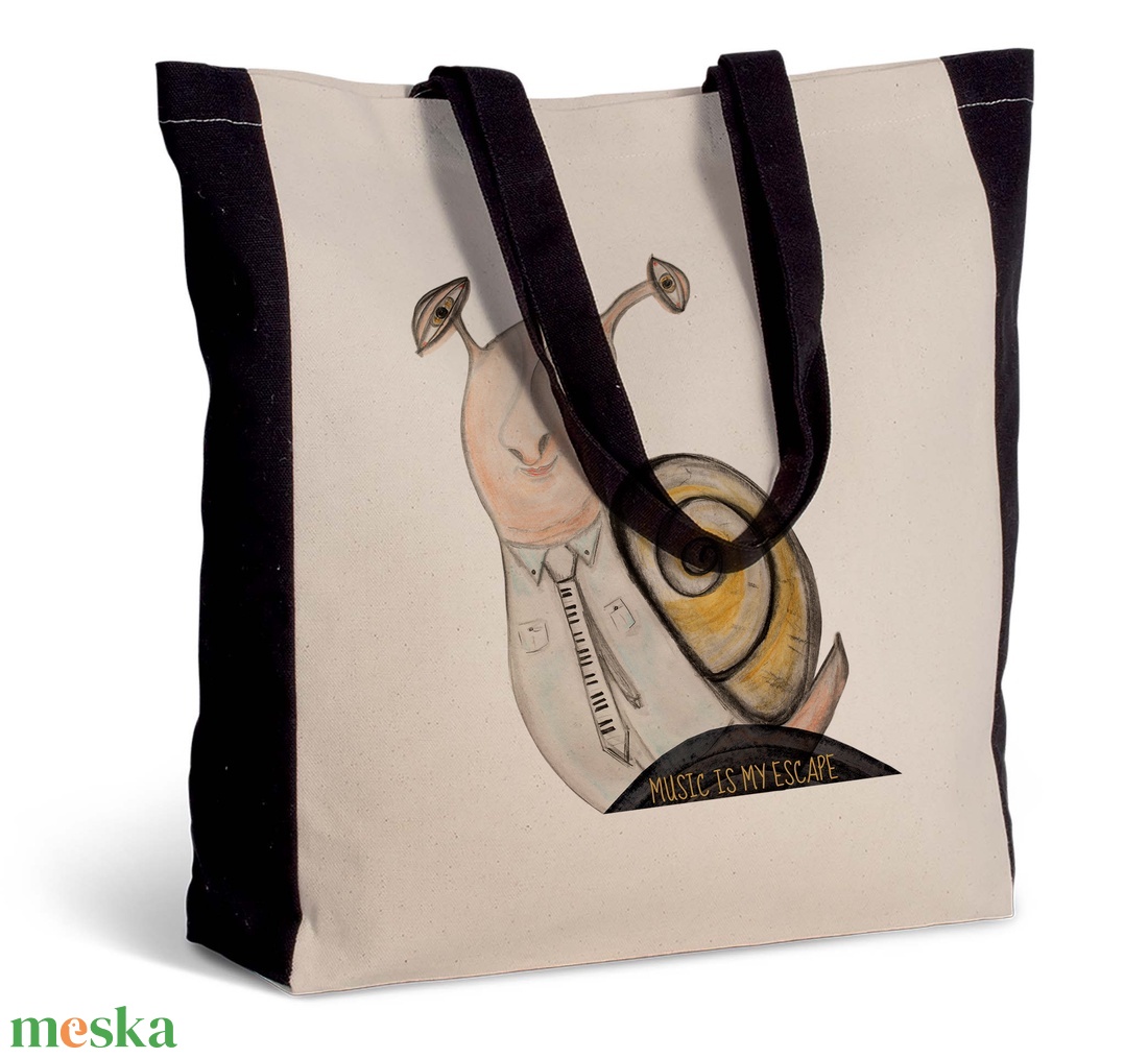 Életem a zene! - csigás vászontáska, strandtáska - táska & tok - kézitáska & válltáska - nagy pakolós táska - Meska.hu
