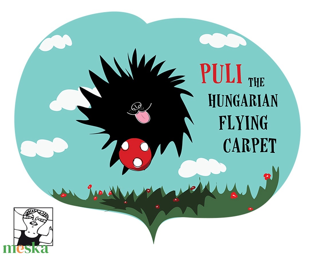 Puli, a magyar repülőszőnyeg - kutyás férfi/uniszex póló  - ruha & divat - férfi ruha - póló - Meska.hu