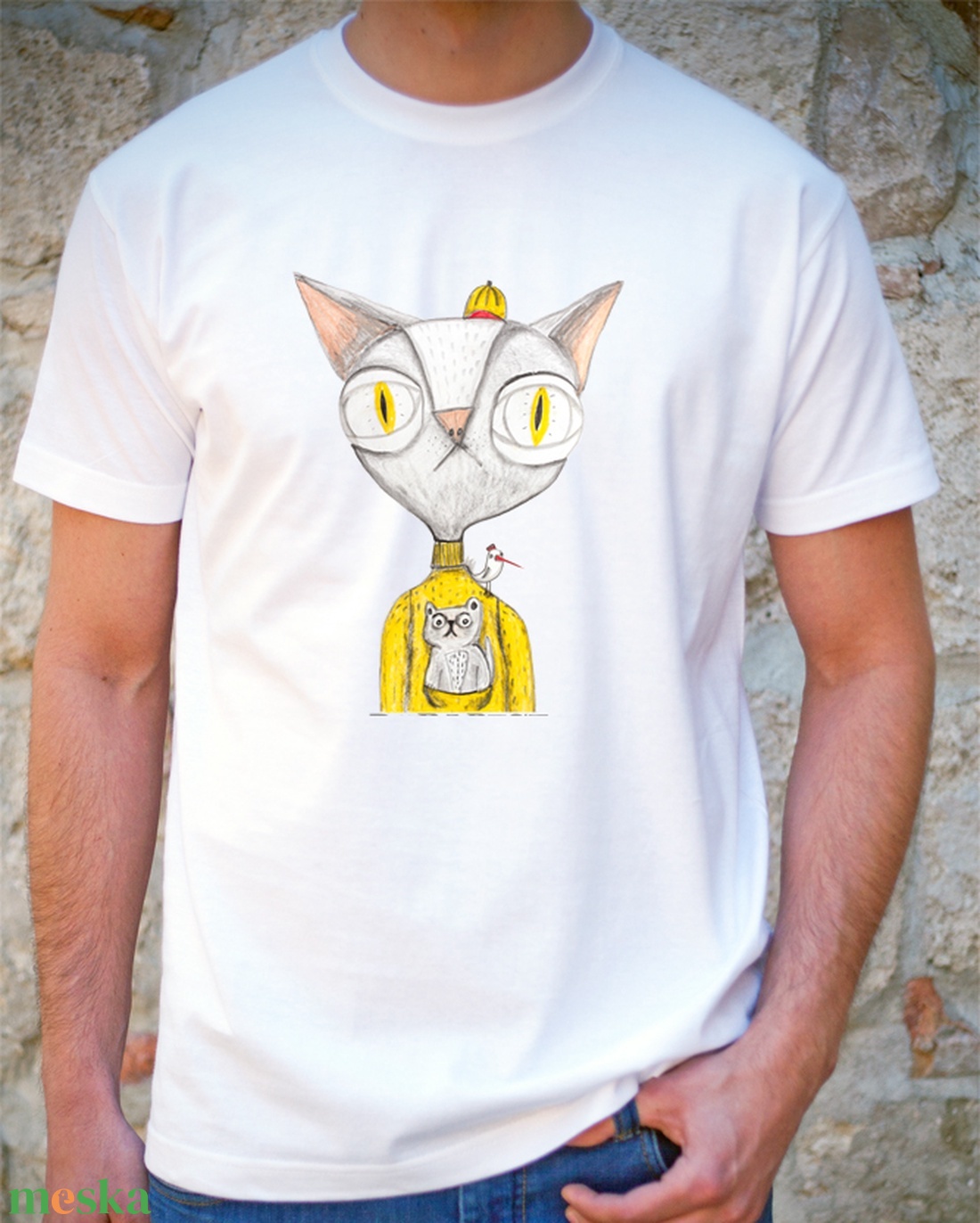 Városi kandúr - macskás női póló, V-nyakú  - ruha & divat - női ruha - póló, felső - Meska.hu