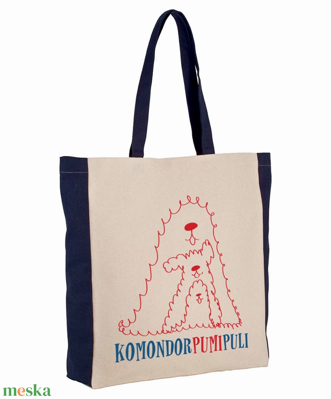 Komondor, pumi, puli - magyar kutyás vászontáska, strandtáska - táska & tok - kézitáska & válltáska - nagy pakolós táska - Meska.hu
