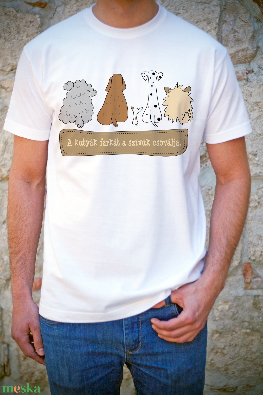 Kutyás póló pozitív üzenettel - férfi/uniszex póló - ruha & divat - férfi ruha - póló - Meska.hu